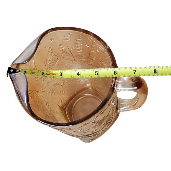 Vintage Jeanette Carnival Glass Pitcher Floragold Louisa 8.5" Iridescent - Picture 8 of 11